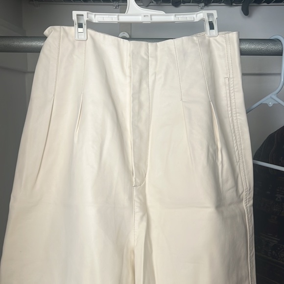 Free People Cream Pleated Faux Leather Pants - Picture 2 of 5